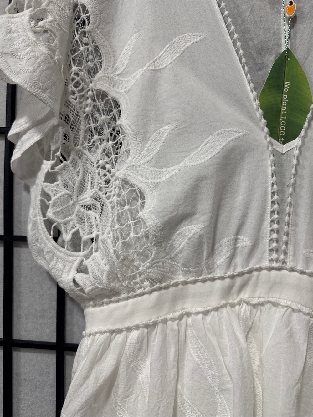 πΏβ¨ FARM Rio size L Off-White Richelieu Midi Dress β¨πΏ - Picture 11 of 12